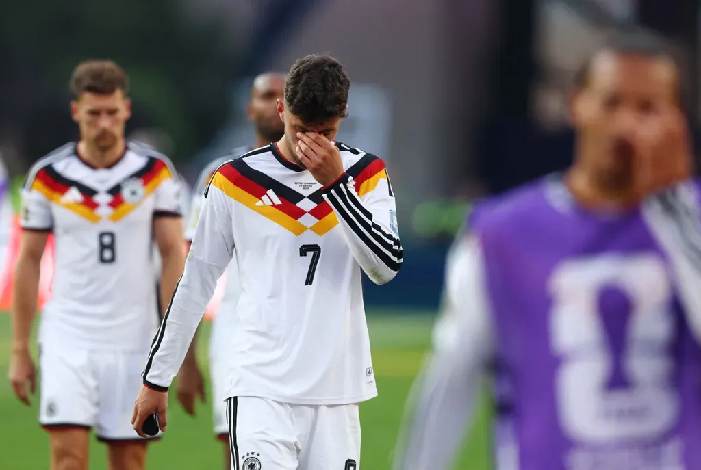 FOXBOROUGH, MASSACHUSETTS - JUNE 29: Kai Havertz #7 of Germany reacts after the penalty shootout loss during the FIFA World Cup 2026 Round Of 32 match between Germany and Paraguay at Boston Stadium on June 29, 2026 in Foxborough, Massachusetts. Robert Cianflone/Getty Images/AFP (Photo by ROBERT CIANFLONE / GETTY IMAGES NORTH AMERICA / Getty Images via AFP)